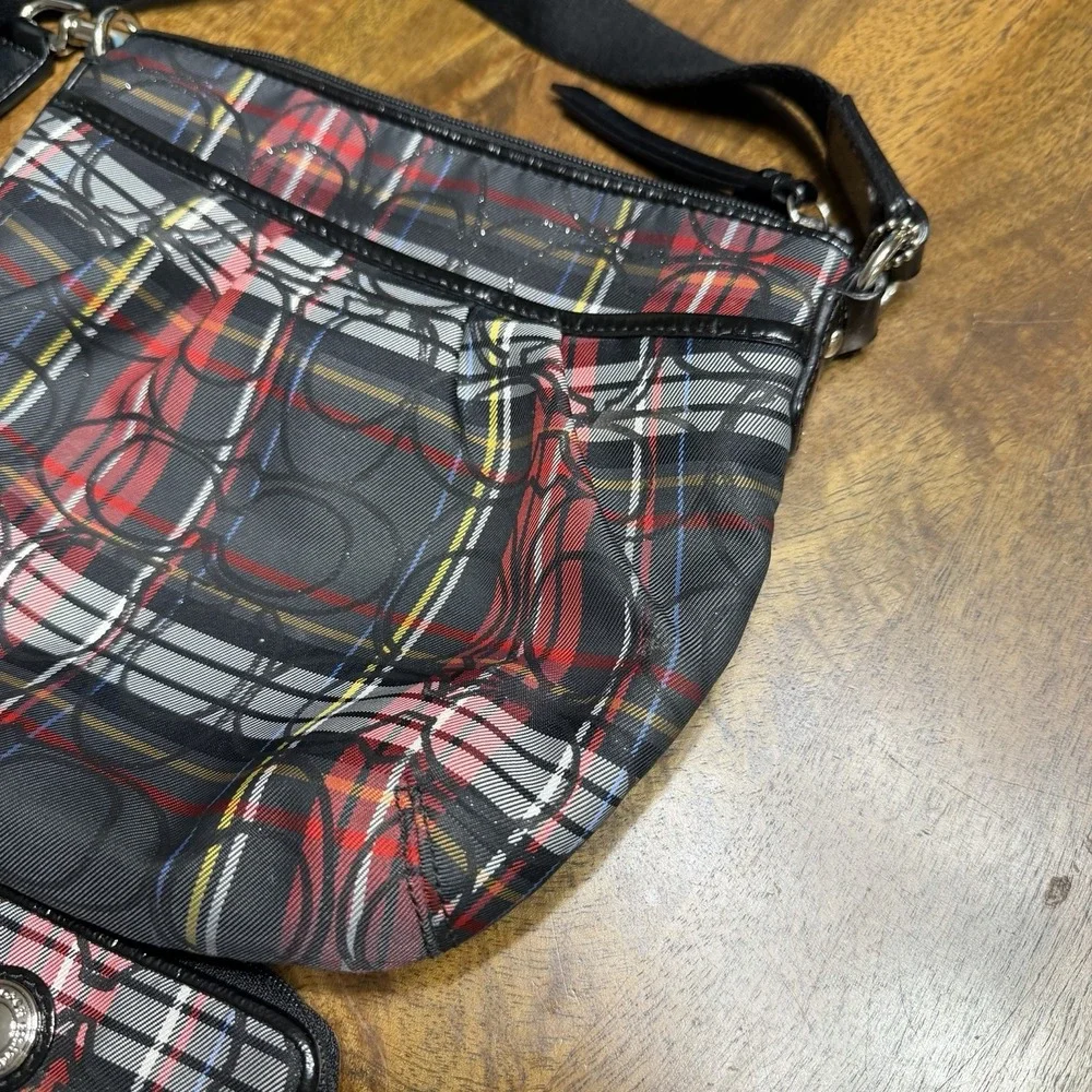 Coach poppy glitter tartan plaid crossbody purse bag and wallet wristlet Set Y2K